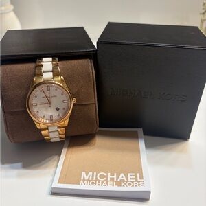 Michael Kors Gold and White Timepiece